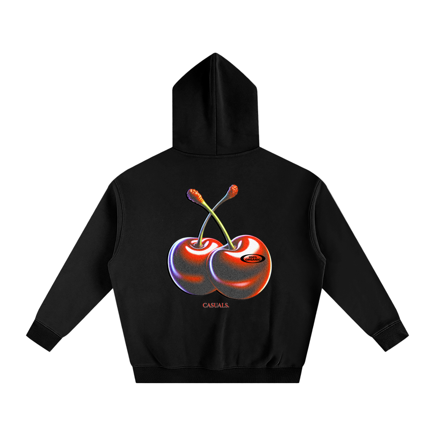 Cherry Emblem Oversized Hoodie – Black
