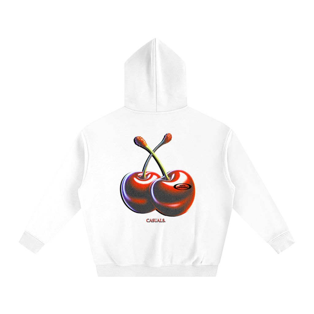 Cherry Emblem Oversized Hoodie – White