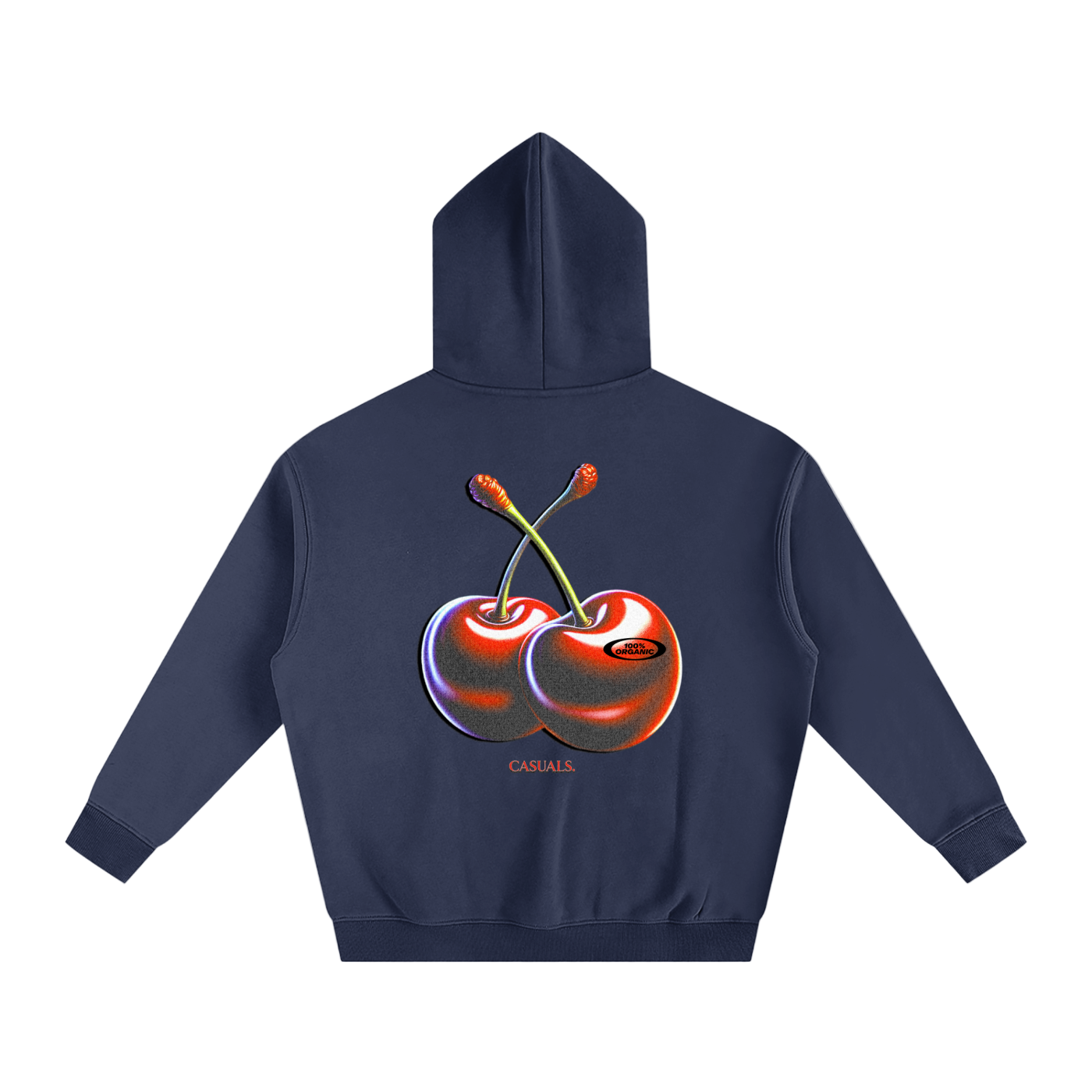 Cherry Emblem Oversized Hoodie – Navy